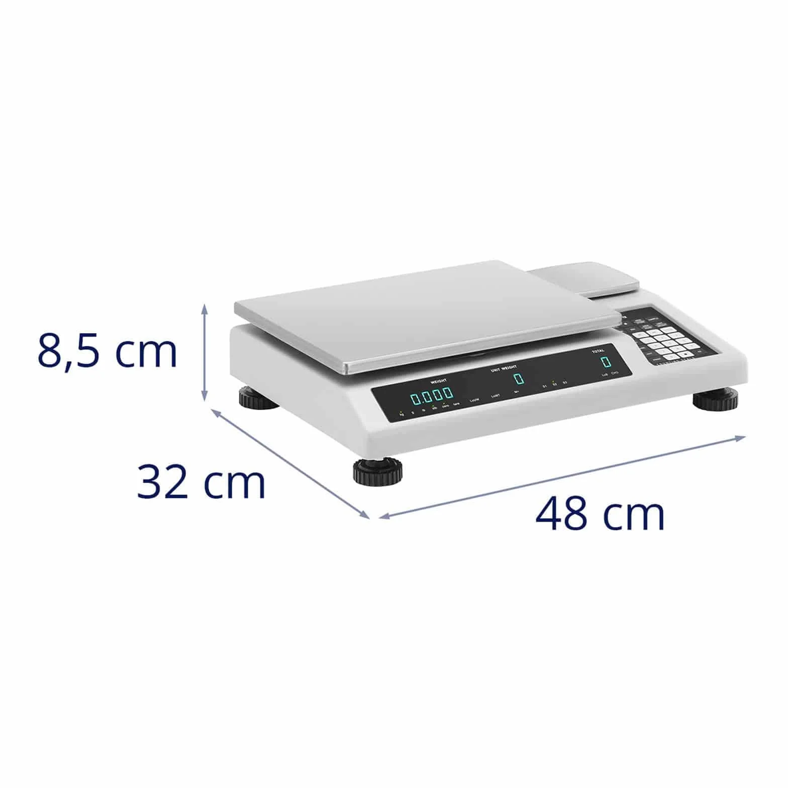 Steinberg Systems Bilancia Contapezzi 50 kg / 1 g 34,5 x 26 cm 3 LED con Scala di Riferimento 25 kg / 0,05 g Bilancia Elettronica Bilancia Inventario Pesatura Industriale Sospesa