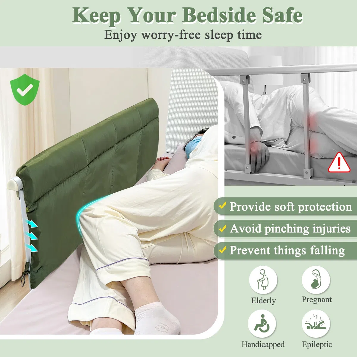 Coperture per sponde del letto per anziani e adulti, imbottiture per binari per letto ospedaliero, protezione per ringhiere mediche imbottite, copertura per guide laterali per adulti (121,9 cm)