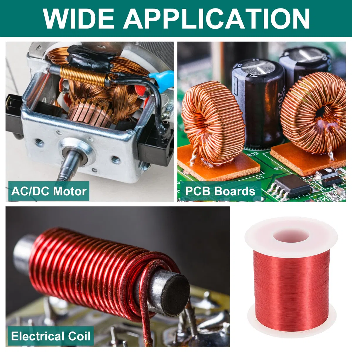 sourcing map Filo magnetico da 43 AWG, filo di rame smaltato calibro 43, bobina magnetica da 453,6 g per trasformatore motore elettrico, grado F 311 Fahrenheit (155 Celsius), rosso