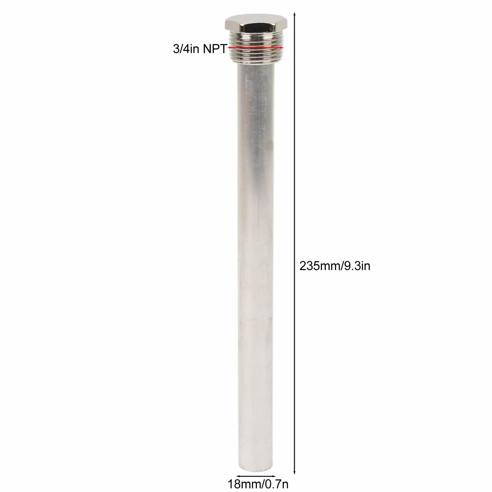 Aramox Sacrificial Anode Rod for Water Heater, 18mm x 235mm (0.71 x 9.25 inch), 3/4 inch NPT Thread, 2-Pack Corrosion Protection