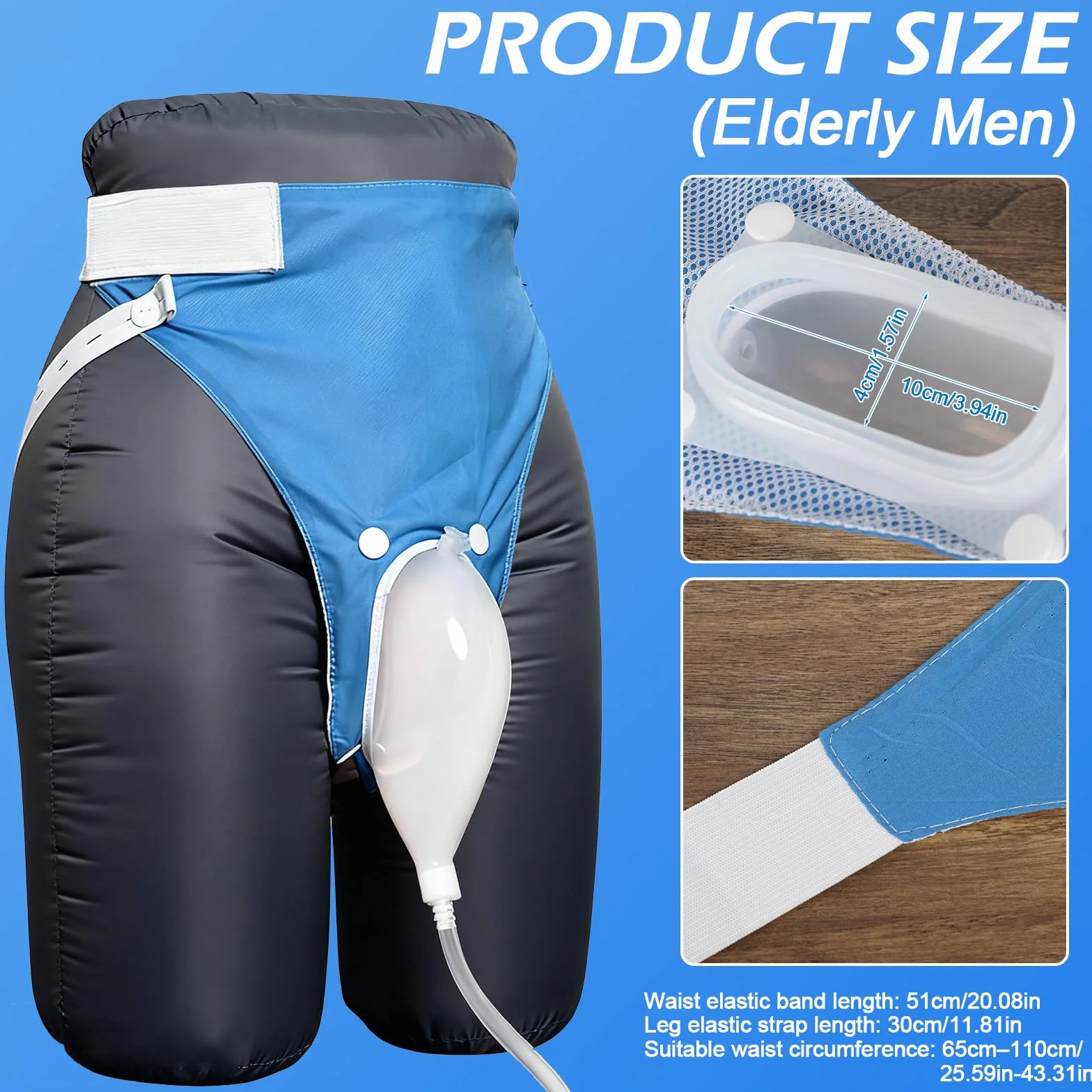 Borsa riutilizzabile per urina maschile indossabile con 2 sacchetti catetere 2000 ml + 1000 ml drenaggio urinario portatile