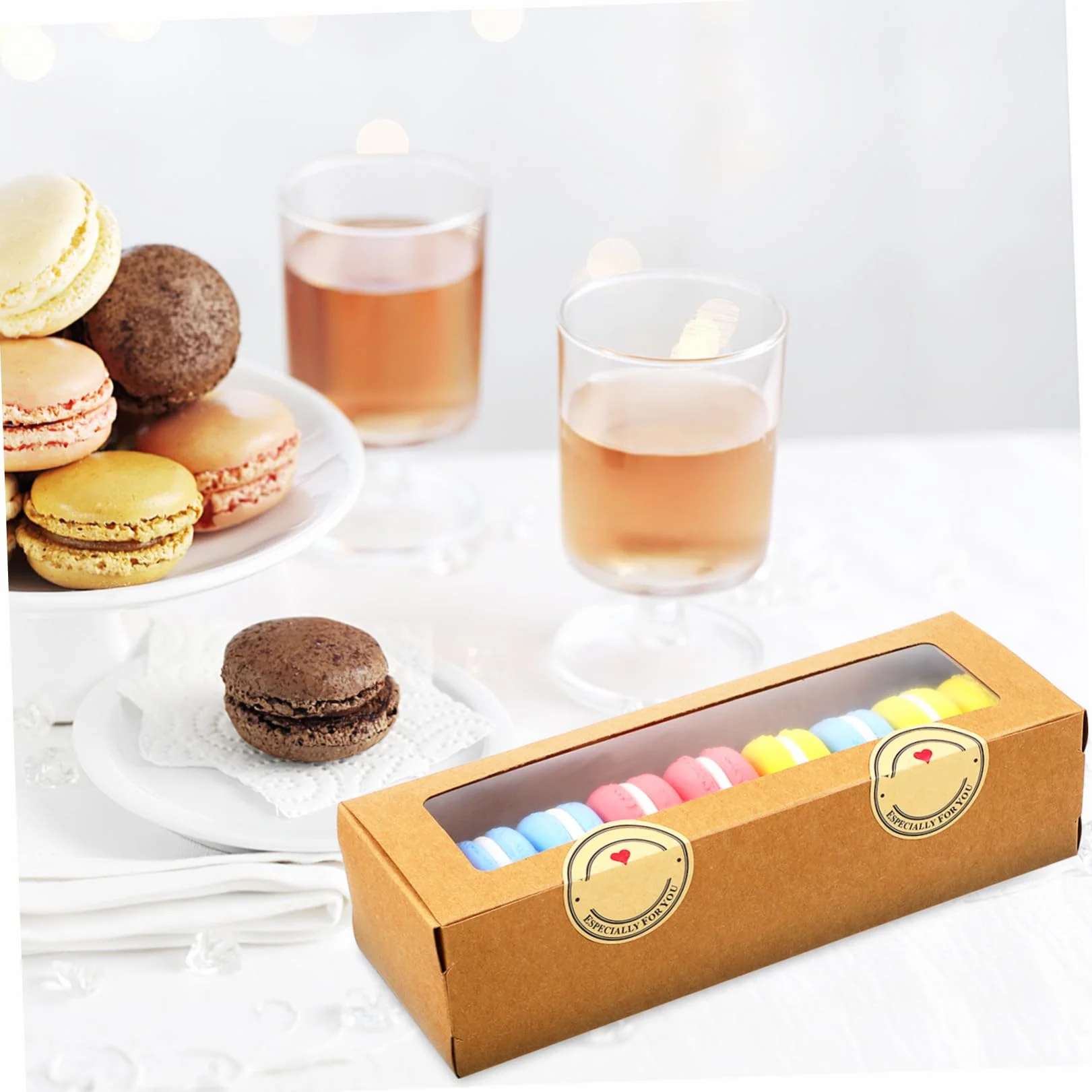 Scatole Rettangolari Kraft Marrone con Finestra Trasparente per Bomboniere Dolci