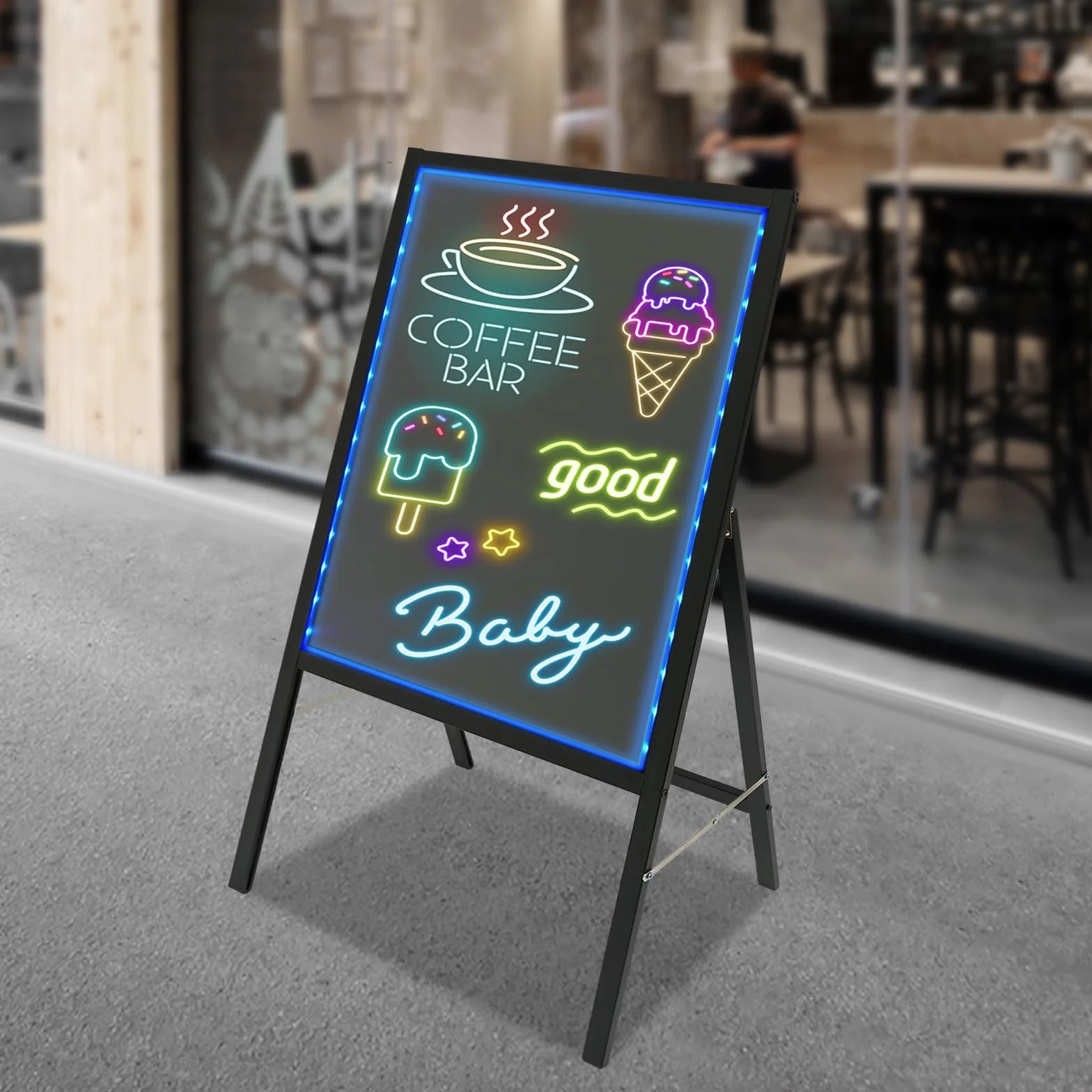 Lavagna a LED con telecomando, 8 pennarelli, per ristoranti, vendita al dettaglio (60 x 80 cm)