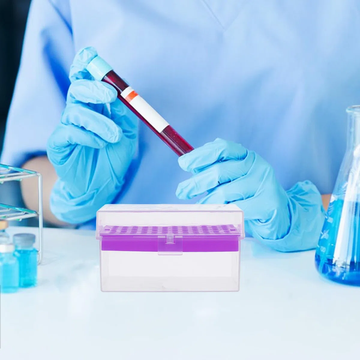 Scatola Porta-Punte in Plastica per Pipette da Laboratorio con Coperchio, Contenitore per Provette da Microcentrifuga, Organizer per Conservazione e Stoccaggio in Campo