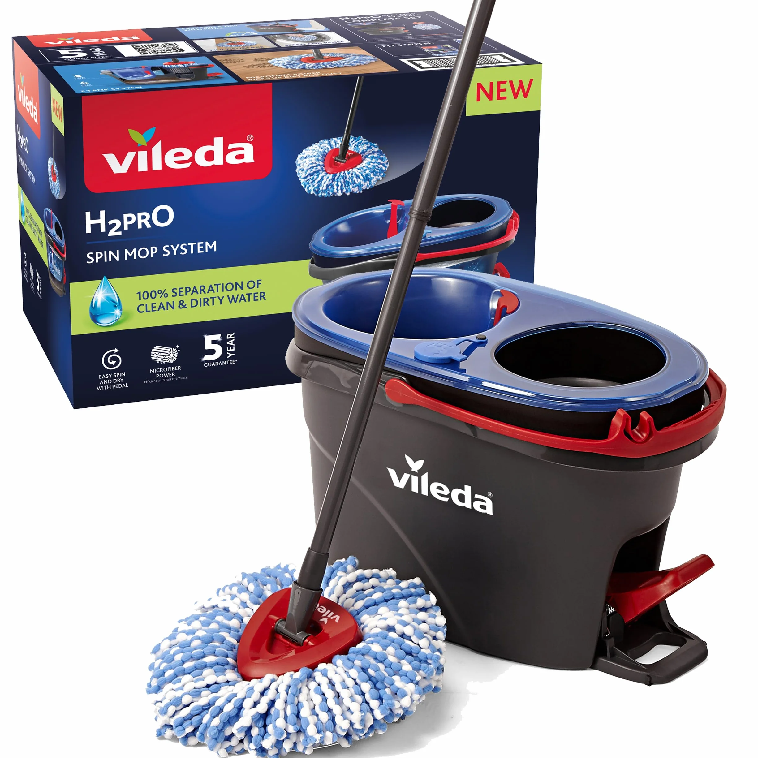 Vileda H2PrO Spin Mop Sistema lavapavimenti con centrifuga a due serbatoi