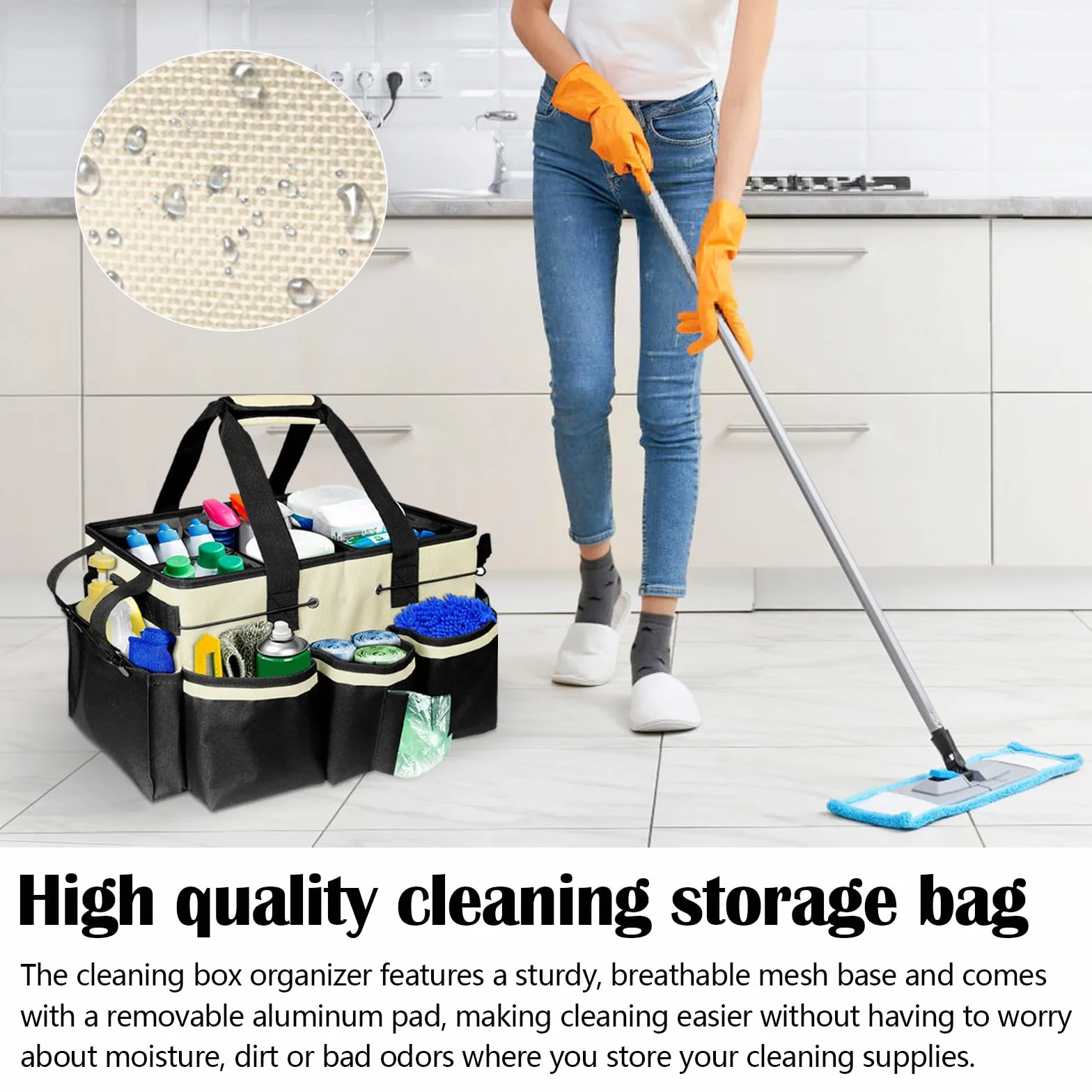 Organizzatore Prodotti Pulizia Conservazione Casa Carrello Portaoggetti Portatile 38x25,5x23 cm