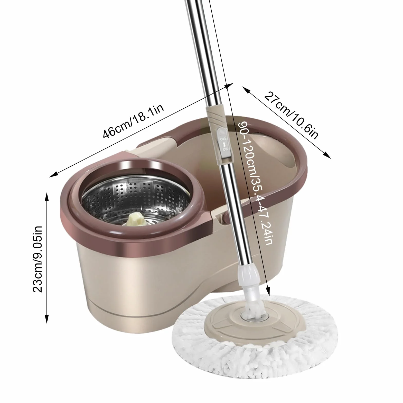 Rinse Clean Spins Mop & Secchio - secchio per con strizzatore | Secchio strizzatore per | Secchio per domestico | Mop e secchio a 360 giri | automatico con secchio |