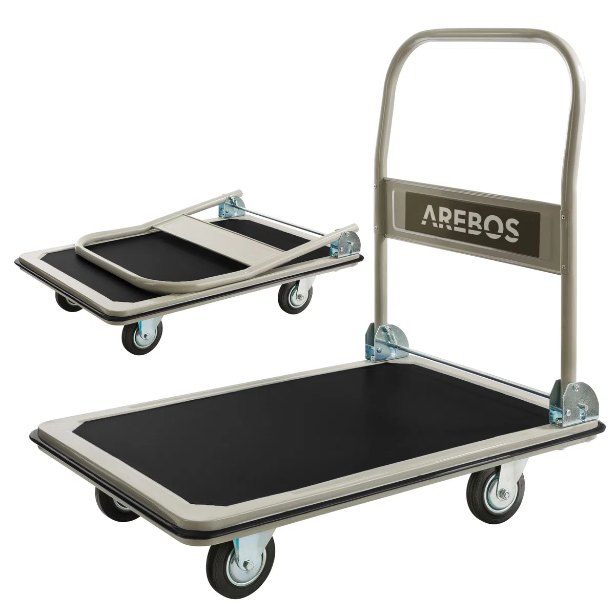 Arebos piattaforma carrello | Carrello portapacchi | Fino a 300 kg portata | con ruote girevoli | rivestimento antiscivolo | protezione bordi
