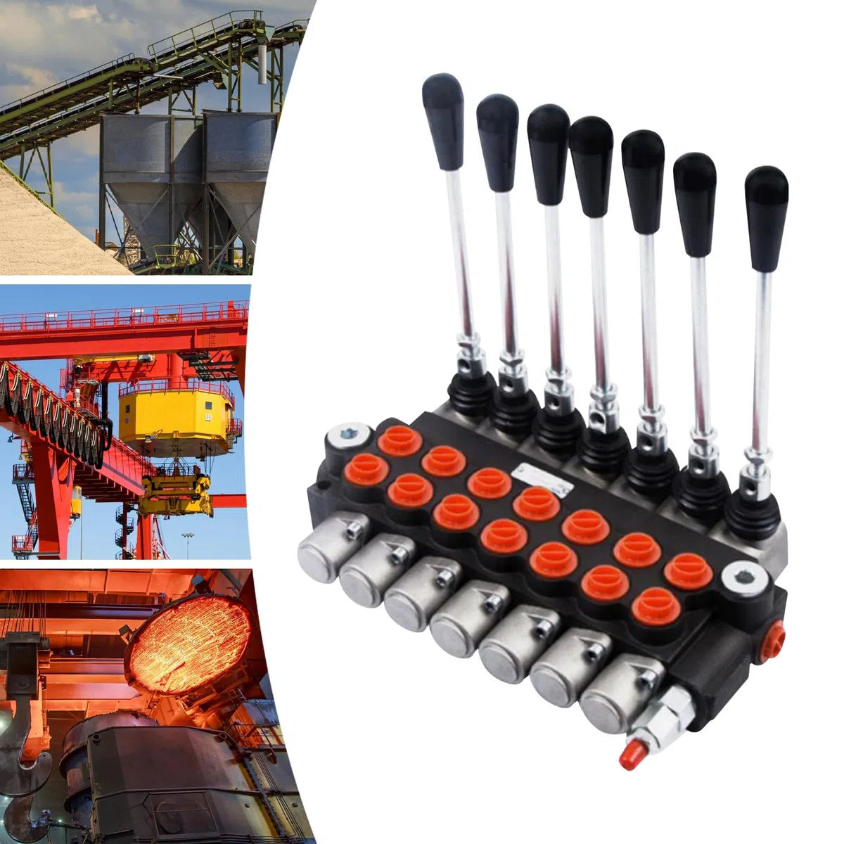 Valvola di controllo manuale idraulica, 7 volti, 60 l/min 13GPM + leva 7 spool P40, valvola di controllo direzionale adatta per piccoli trattori, trattori, spaccalegna e altri dispositivi mobili