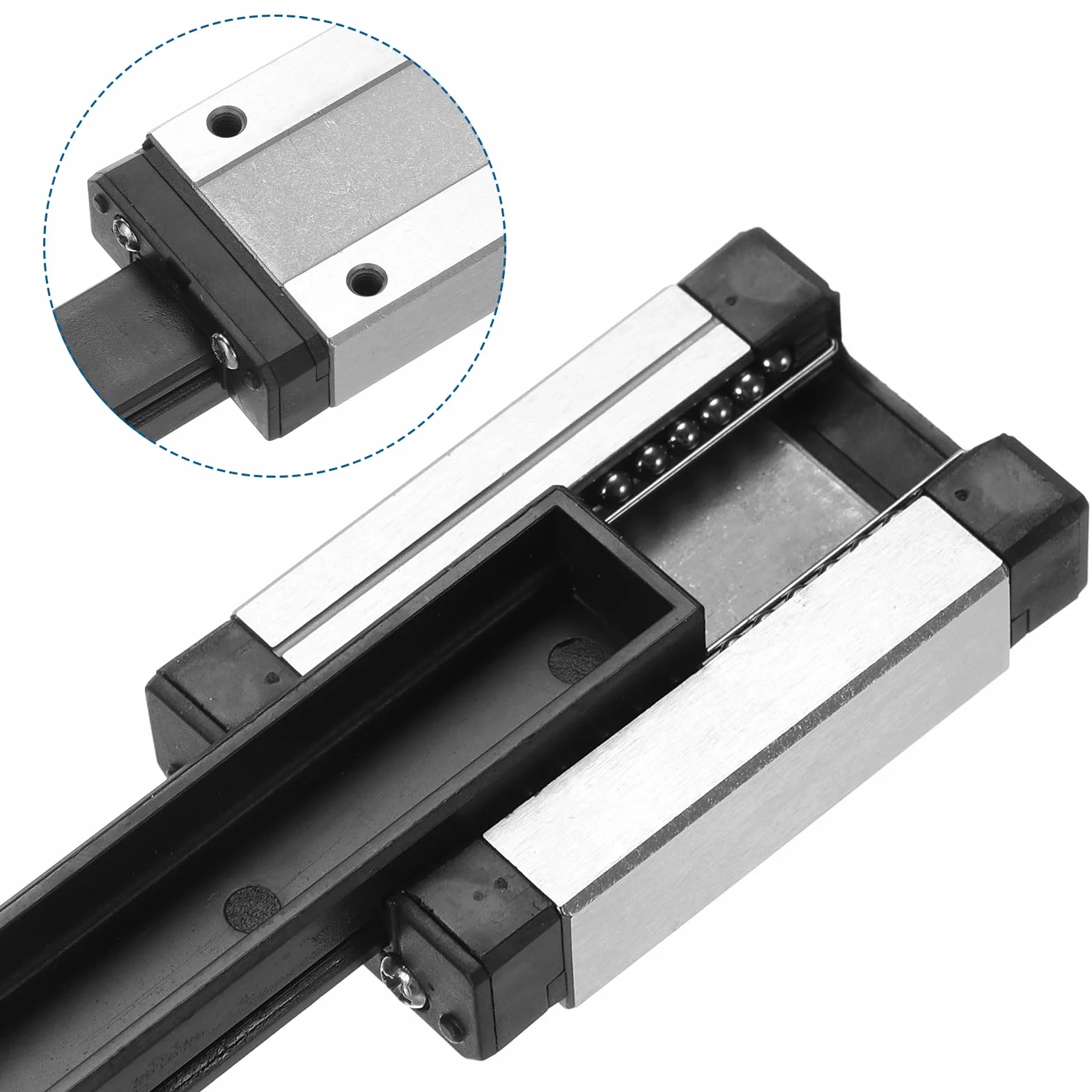 sourcing map 2 guide lineari MGN9 da 400 mm con 2 cuscinetti MGN9H in acciaio e 2 mini guide lineari MGN12 in plastica per stampanti 3D fai da te e macchine CNC, argento