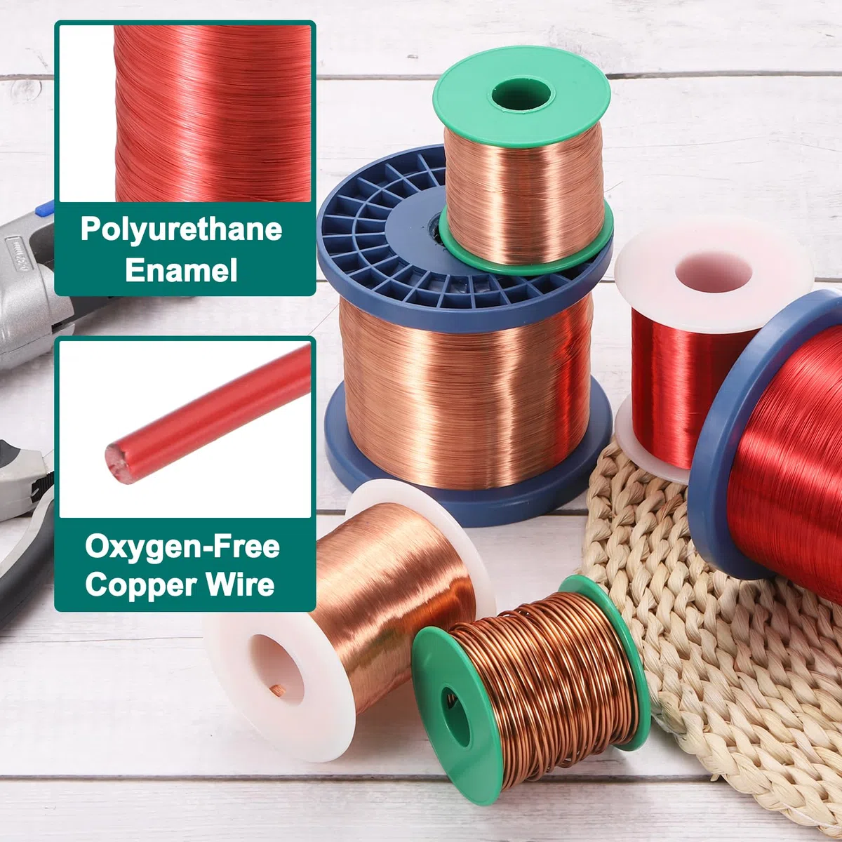 sourcing map Filo magnetico da 43 AWG, filo di rame smaltato calibro 43, bobina magnetica da 453,6 g per trasformatore motore elettrico, grado F 311 Fahrenheit (155 Celsius), rosso