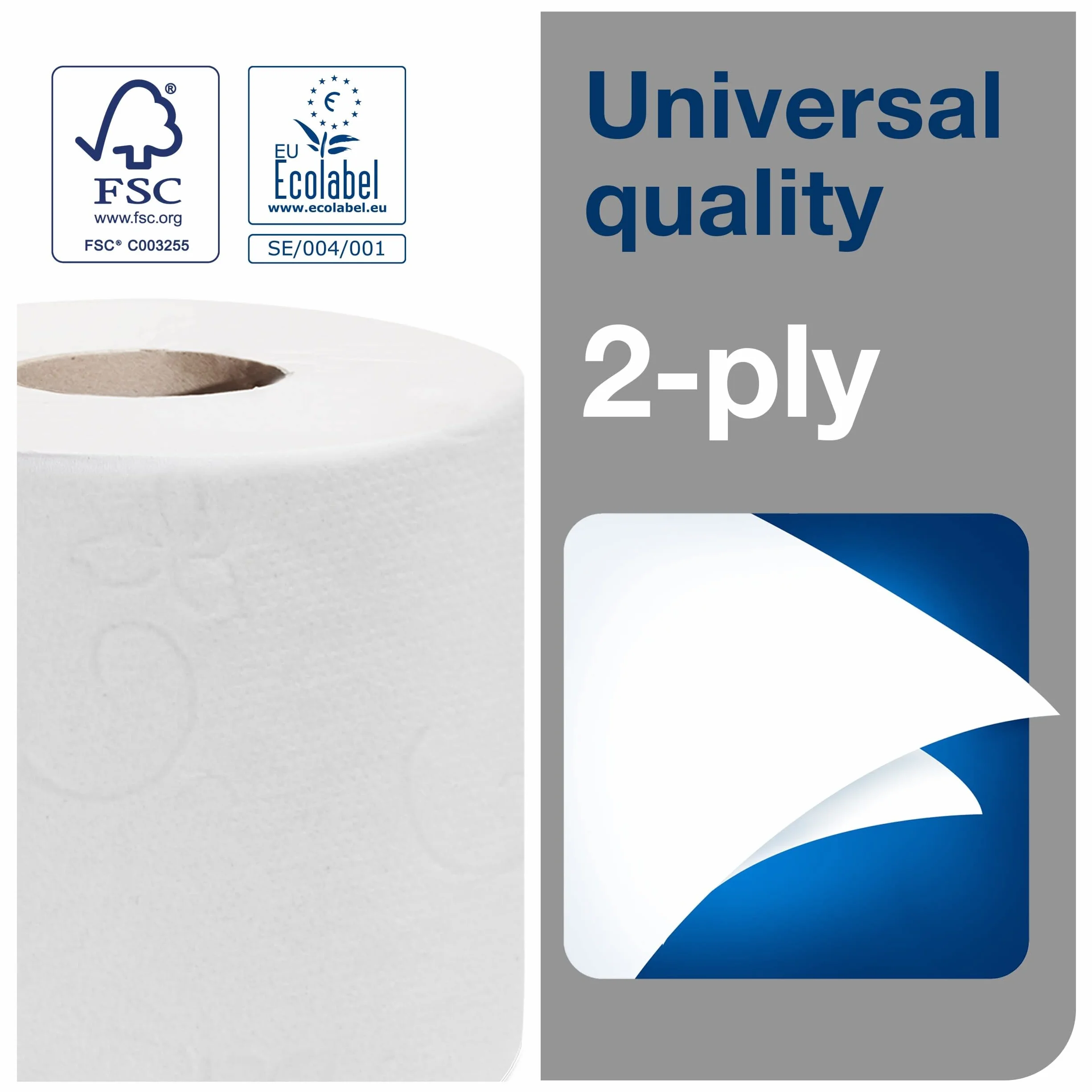 Tork 120776 Carta Igienica Universal 2 veli extra lunghi compatibile T4 30 Rotoli x 400 strappi bianca