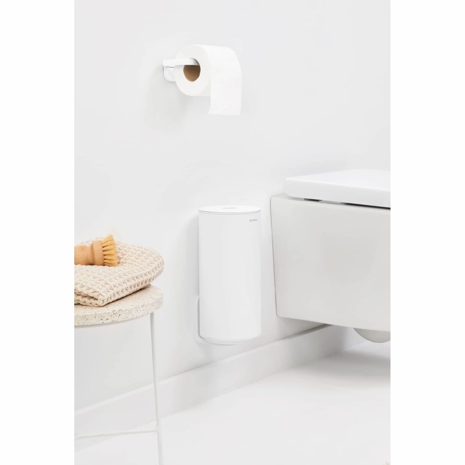 Brabantian Mindset Dispenser Carta Igienica 2 Rotoli Adatto a Rotoli Sistema di Sollevamento Resistente alla Corrosione Mineral Fresh White 30 x 15 x 13.7 cm
