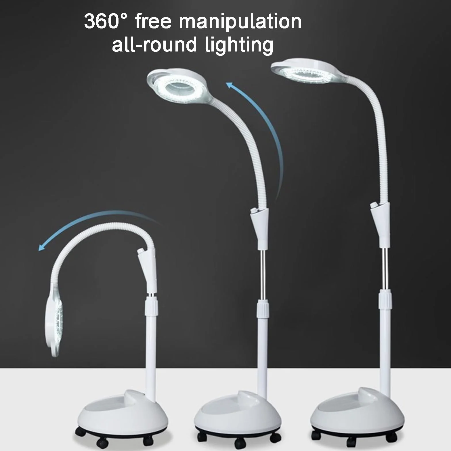 Lampada per Esami Medici Chirurgici Mobili, Lampada Scialitica, con Lente di Ingrandimento 8X, Luce per Visita Flessibile a Collo D'Oca