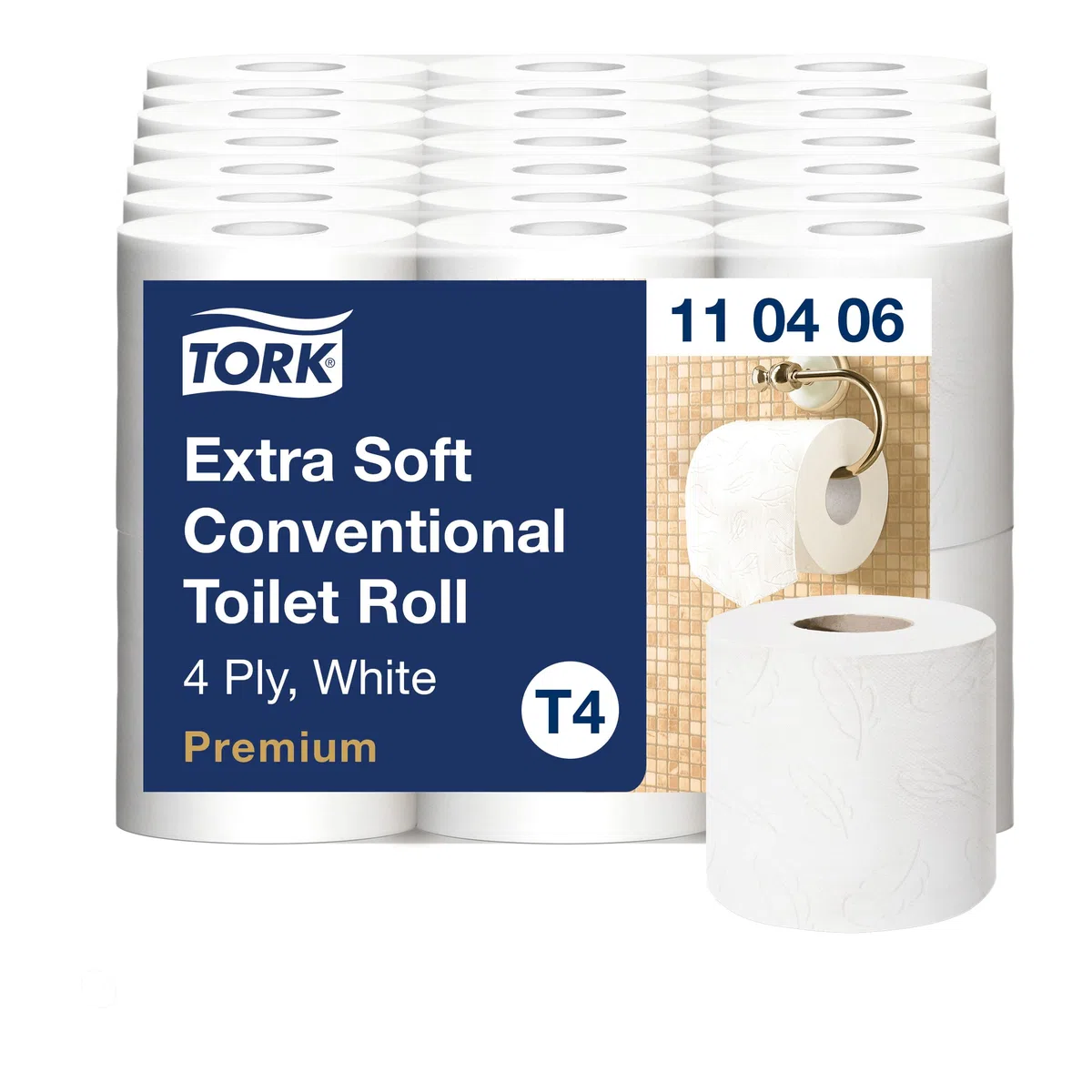 Tork Carta igienica convenzionale extra morbida, 4 veli, bianco T4, Premium, 42 × 150 fogli, 110406