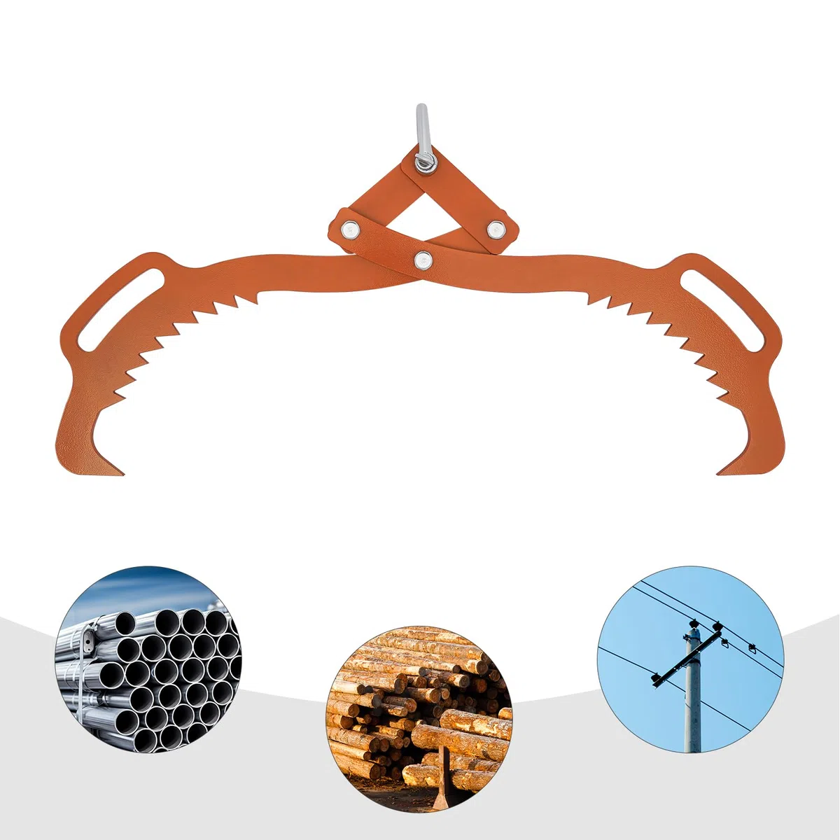 Pinza forestale per tronchi d'albero, pinza di sollevamento per tronchi d'albero, pinza di sollevamento con 2 bulloni, portata 700 kg per camion, ATV, trattori e rimorchiatori