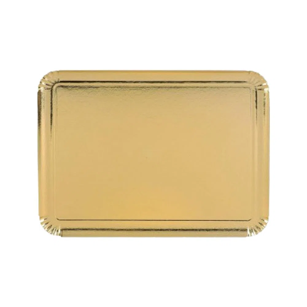 100 vassoi per catering in cartone, finitura oro, 19 x 28 cm
