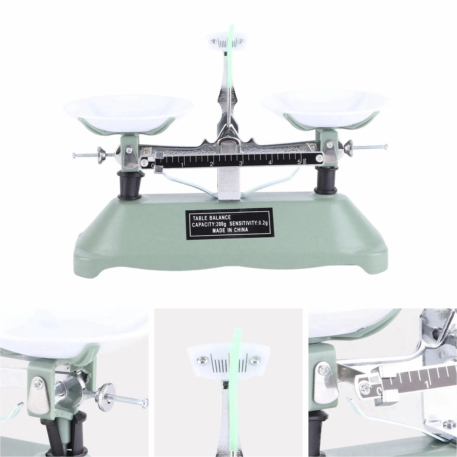 E Beam Balance, Waage Mit Gewichten, Balkenwaage School Belt Scales, Science Decorative 200G0.2G Bilancia a Vassoio Meccanico con Pesi Strumento di Insegnamento per Laboratorio di