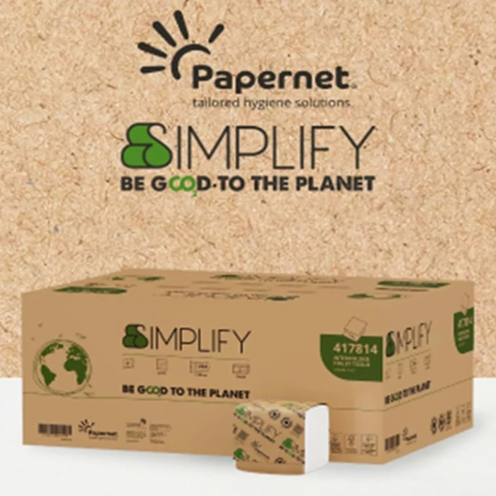 Papernet Simplify Carta Igienica Interfogliata 417814, Pura Cellulosa, Due Veli, 8960 Servizi, 224 per Clip, 21x11cm, Goffratura Ondulata, Bianca