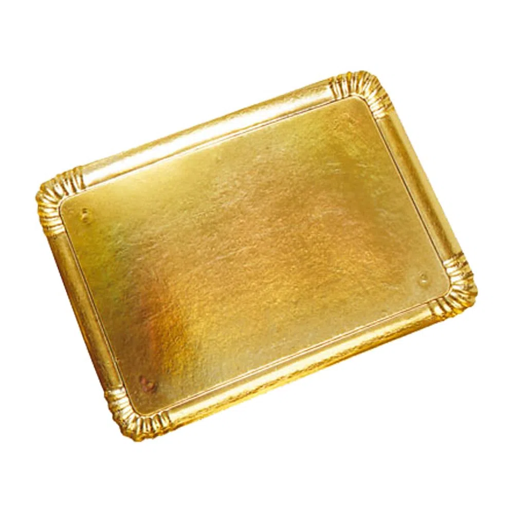 100 vassoi per catering in cartone, finitura oro, 19 x 28 cm