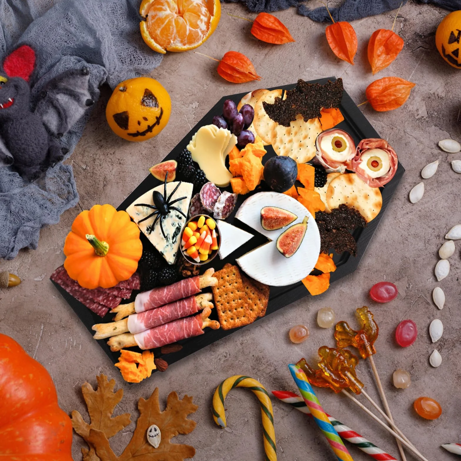 Vassoio per Bara Scheletro Halloween Gotico Spettrale per Servire Cibo Formaggio Bomboniere
