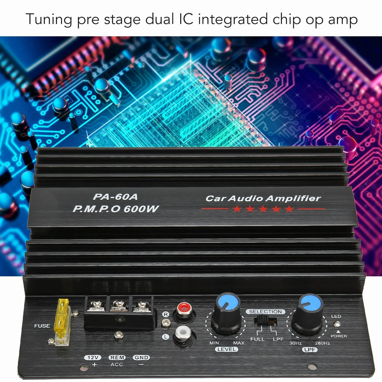 Amplificatore Audio per Auto da 600 W, Scheda Amplificatore Digitale Scheda Amplificatore Subwoofer per Bassi Ad Alta Potenza 12V, Modulo Scheda Amplificatore di Potenza per