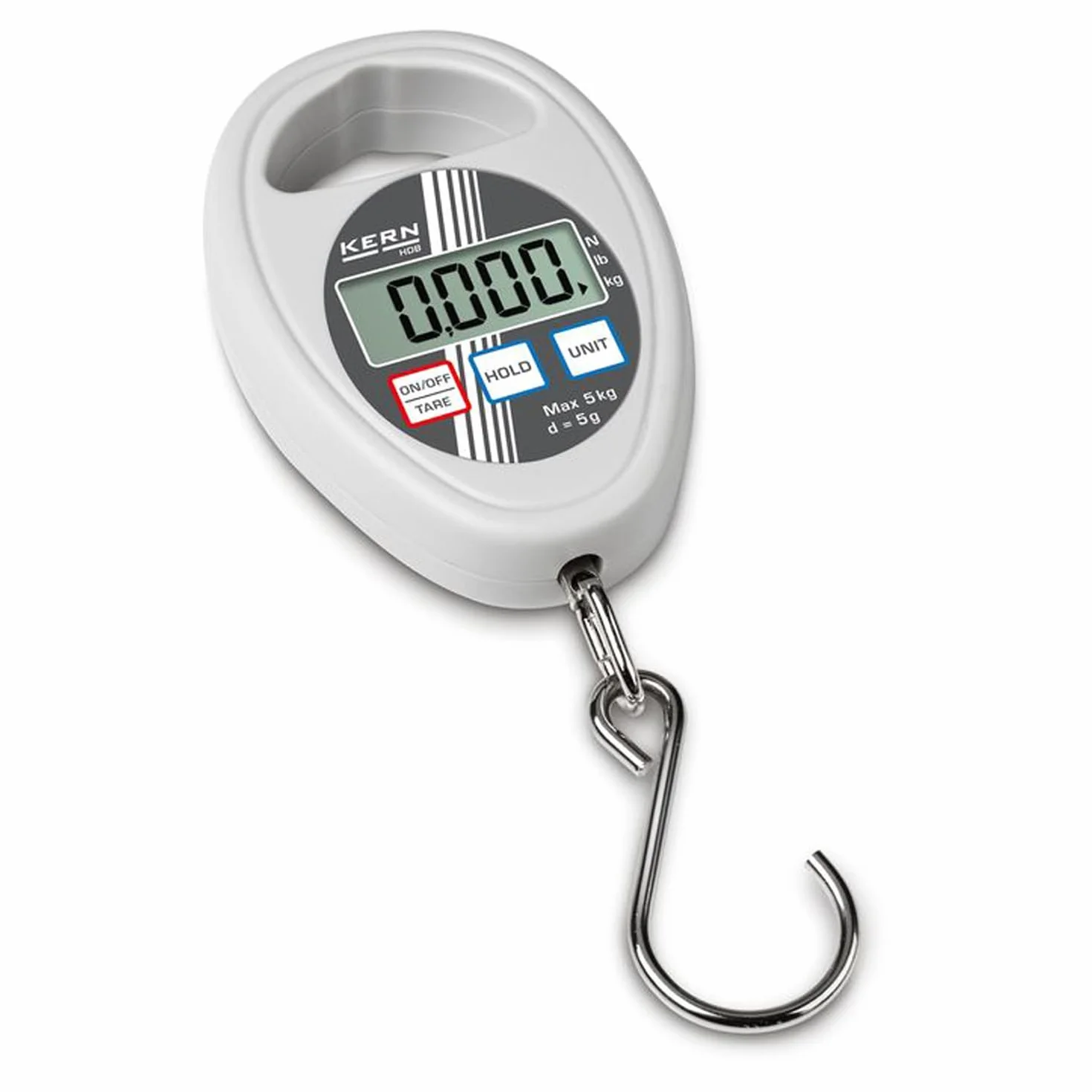 KERN Pratica bilancia a mano per una pesatura rapida e mobile, portata di 10 kg, leggibilità di 10 g